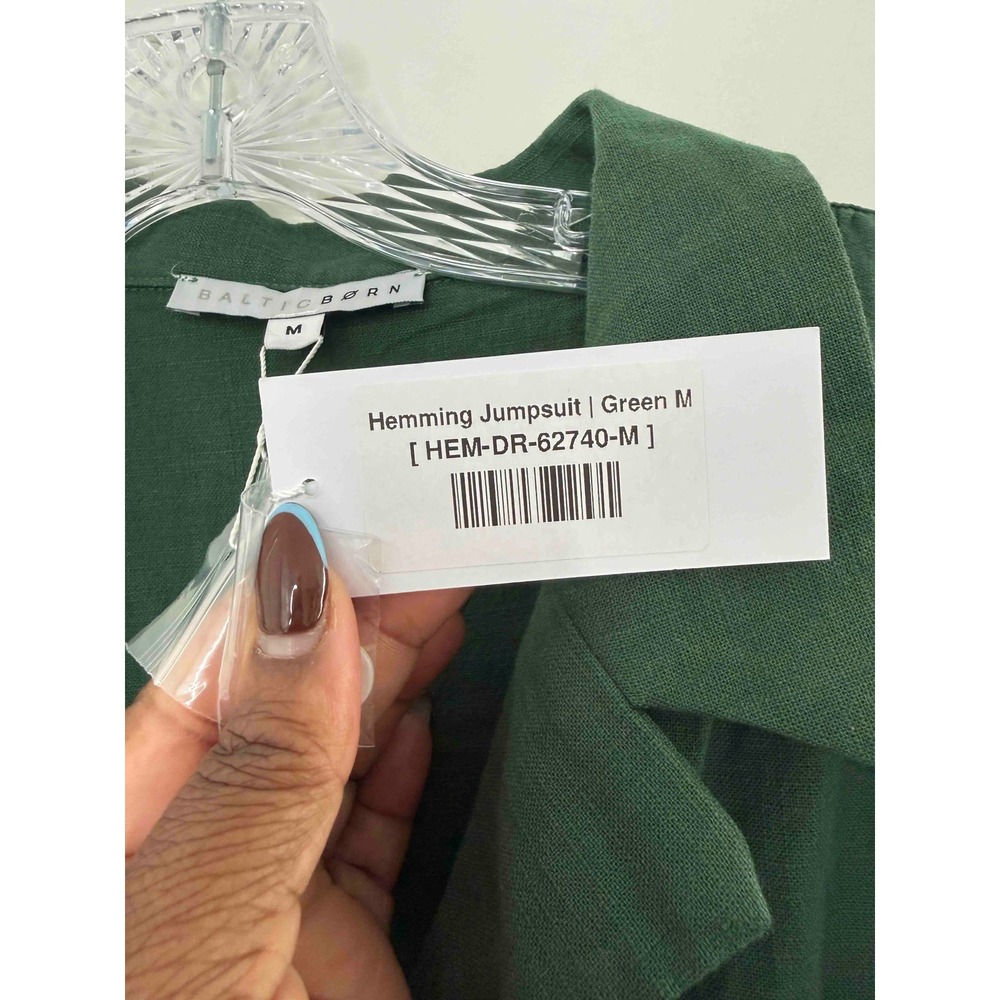Baltic Borm Hemming Jumpsuit Greem Short Sleeve Button Up Lightweight Medium - Picture 3 of 16